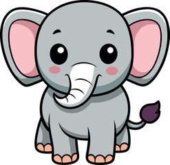 Cute Little Elephant vector art illustration eps