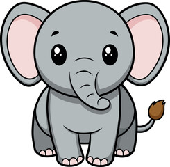 Cute Little Elephant vector art illustration eps