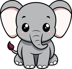 Cute Little Elephant vector art illustration eps