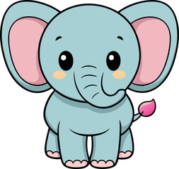 Cute Little Elephant vector art illustration eps