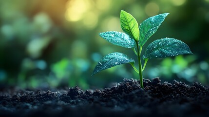 Green Sprout Emerging from Rich Soil