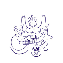 Excited Kids Playing Games Illustration