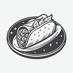 Chimichanga Silhouette Vector Illustration Isolated on White Background Ideal for Mexican Food Design Projects