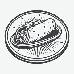 Chimichanga Silhouette Vector Illustration Isolated on White Background Ideal for Mexican Food Design Projects