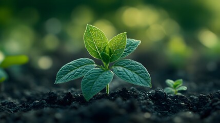 Small Green Plant Sprouting From Soil