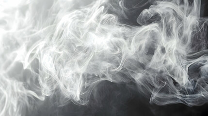 Abstract White Smoke Swirls on Black Background Illustration
