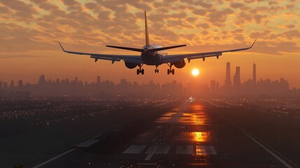 Airplane taking off from the airport. 