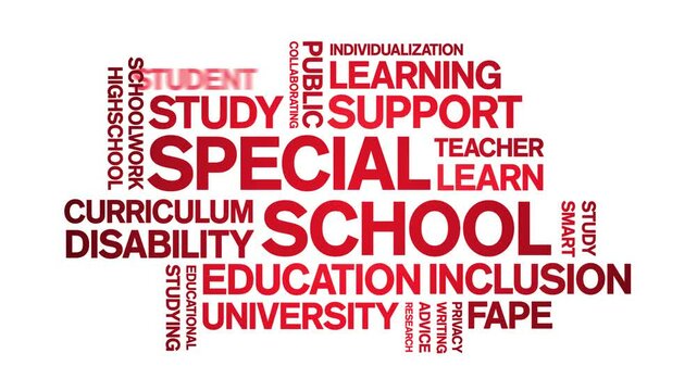 Special School animated word cloud;text design animation tag kinetic typography seamless loop.