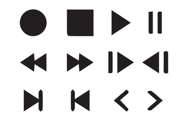 Media player icons collection.play, pause, media, online video, live, production, player, movie and cinema icons.vector illustration eps 10