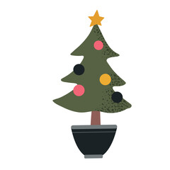 Christmas decorated house plant tree icon clipart avatar logotype isolated illustration