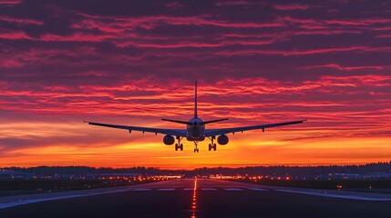 Airplane taking off from the airport. 