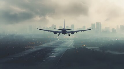 Fototapeta na wymiar Airplane taking off from the airport. 