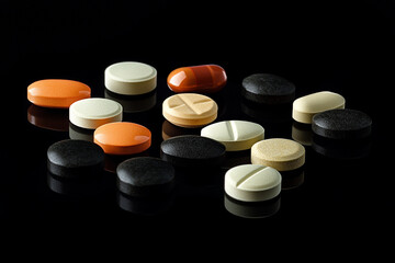 Various types of pills, many colors