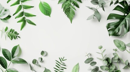 Fototapeta premium Simple botanical layout featuring greenery in pattern