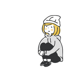 遠くを見る女性