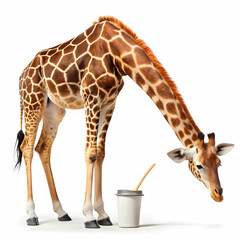 a-giraffe-trying-to-drink-from-a-very-small-coffee