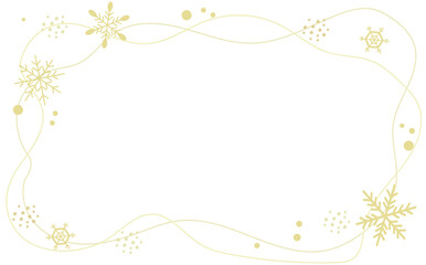 Obraz premium 金色の雪の結晶クリスマスフレーム背景素材