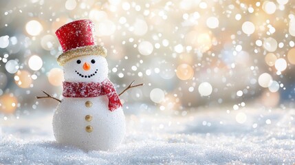 Fototapeta premium Perfect Winter Snowman in a White Field