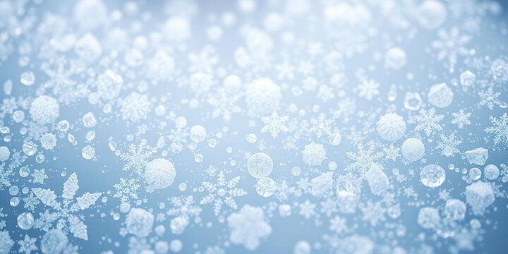 Crystalline ice pattern with delicate frozen bubbles and vibrant blue hues, cold, texture