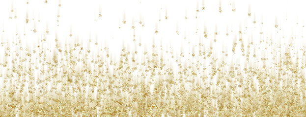 Golden snowflakes falling without background. png element Christmas