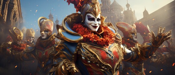 Fototapeta premium Vibrant Venice Carnival Celebration in 3D Style
