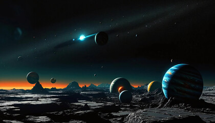 Naklejka premium The view in the outer space