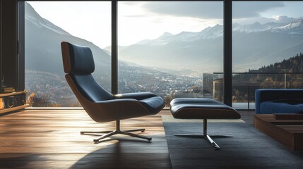 Modern Lounge Chair with Mountain View