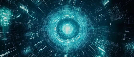 Fototapeta premium A futuristic geometric shapes and digital elements with a circular design