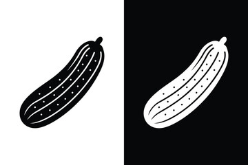 Elegant Cucumber Silhouette. Isolated Black and White Vegetable Icon