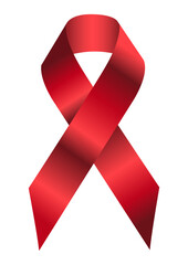 Red ribbon helps awareness. Symbolic ribbon of the fight against AIDS, the fight against AIDS, symbolic support, hopes and understanding. International AIDS Day. Symbol of raising awareness.