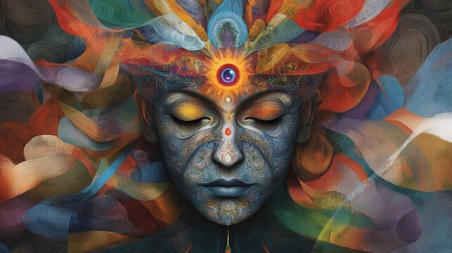 Third Eye activation, symbol of spirituality, spiritual awakening, mindfulness, meditation and healing