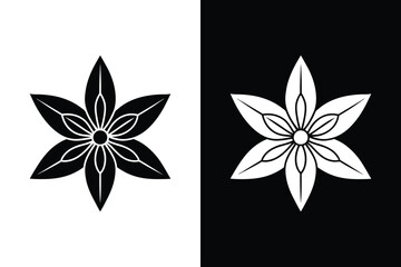 Stylized Star Anise Spice Icon. Vector Illustration in Black and White