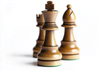 chess pieces on white background for concepts leader ship