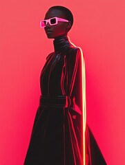 Fashion model showcasing futuristic fashion design, avant-garde couture in artistic photo shoot	