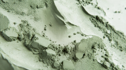 Green clay powder close up texture background, abstract natural beauty ingredient.