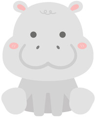 Kids Hand Drawn Cute pygmy hippopotamus