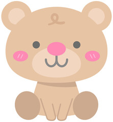 Kids Hand Drawn Cute Brown teddy bear