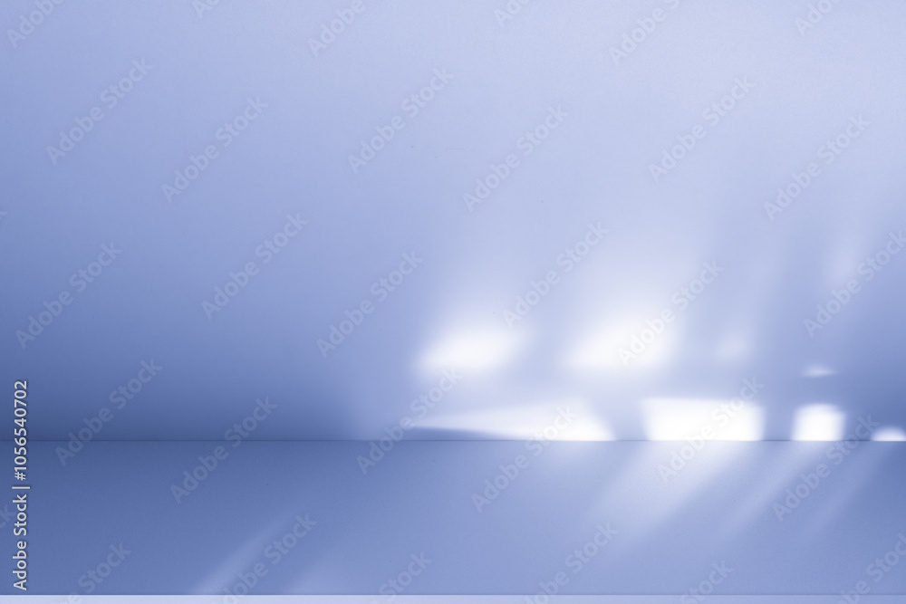 Aufkleber wall interior background, studio and backdrops show products.with shadow from window color white and