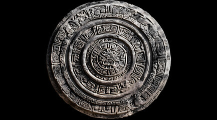 Naklejka premium Discover the Intricacies of a Circular Mayan Calendar Beautifully Carved in Stone