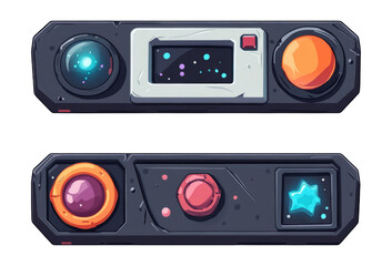 Retro Control Panel with Buttons and Screen Elements