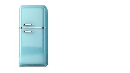 Two-Door Muted Blue Refrigerator for Modern Kitchen Aesthetics on white background