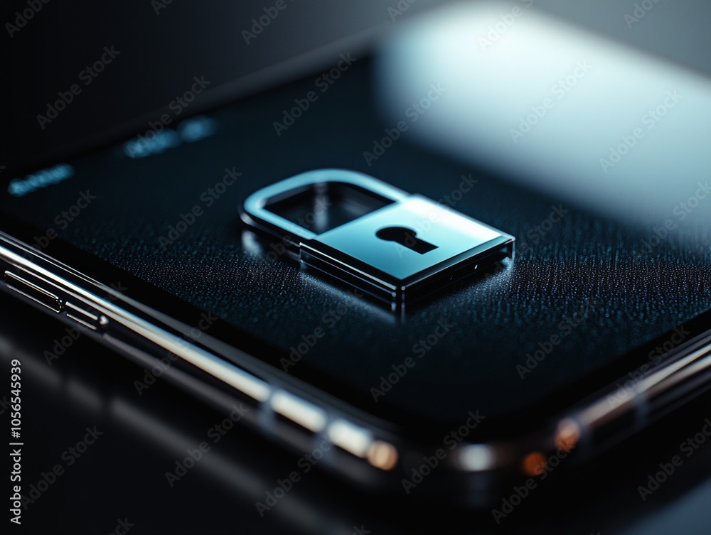 Aufkleber Close-Up of Digital Lock Icon on Smartphone Screen Highlighting Data Security and Privacy