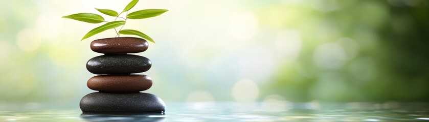 Triumph of life, a solitary plant thriving atop stack of rocks, testament to nature's resilience