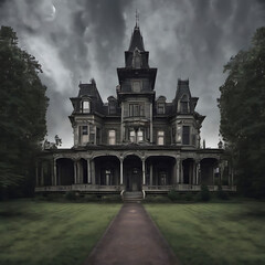 Obraz premium Haunted House 3D drawing Victorian gothic
