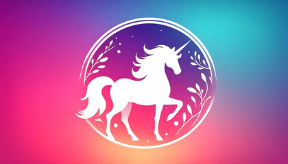 Fototapeta premium Elegant Unicorn Silhouette on Colorful Background