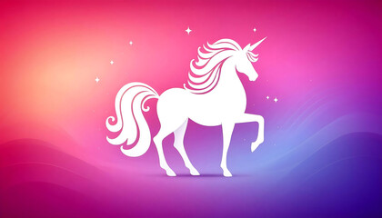 Fototapeta premium Elegant White Unicorn on a Colorful Background