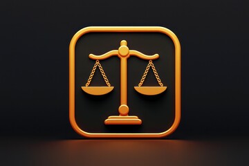 Legal concepts symbolized in a sleek glyph icon, representing law and regulatory matters.