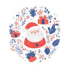 Joyful Christmas and New Year Collection: Santa, Festive Animals, Whimsical Decorations, Cozy Holiday Scenes, and Playful Winter Elements on White Background