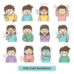 風邪　症状　子ども　イラスト　セット