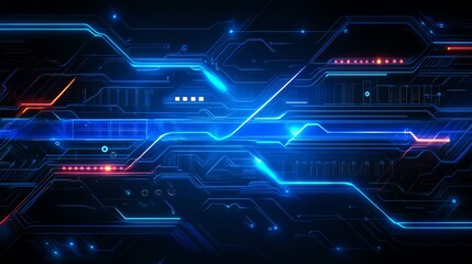 Neon blue light that highlights the technological and futuristic aspect of the image.